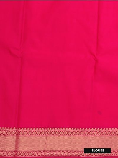 GraceCharm Art Silk Ivory Gold Polka Butta with Rani Pink Zari Border Saree