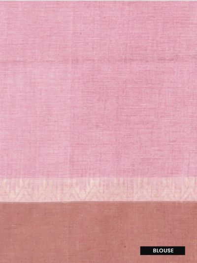 GraceCharm Cotton Blush Pink Striped with Lovebirds Pallu Saree
