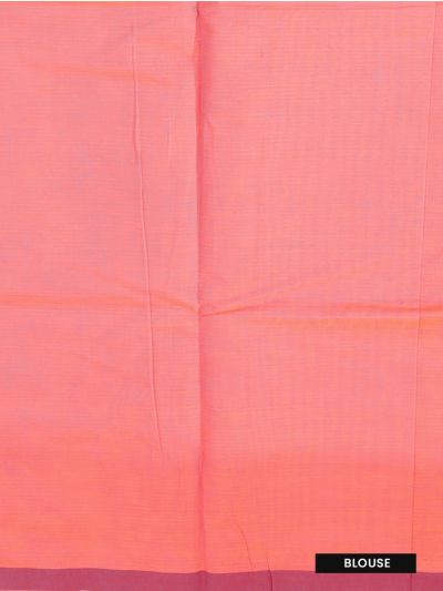 GraceCharm Cotton Coral Pink Paisley Butta with Traditional Paisley Pallu Saree