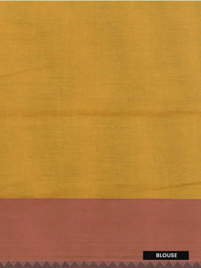 GraceCharm Cotton Mustard Yellow Striped Butta with Geometric Pallu Saree