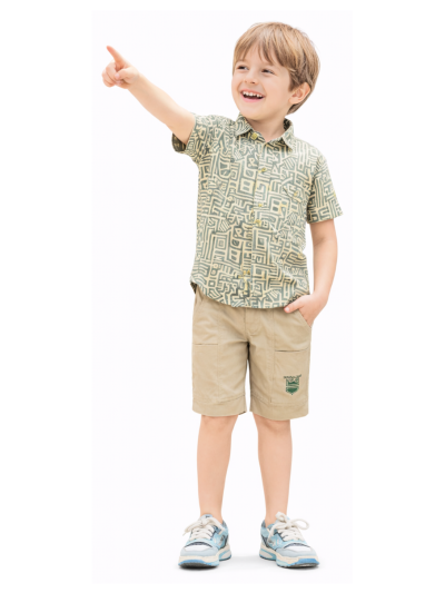 Graceful Essence Boys Trendy Cotton Printed Shirt and Shorts Set
