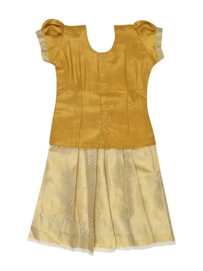Charming Girls Readymade Stone Work Art Silk Pattu Pavadai Set