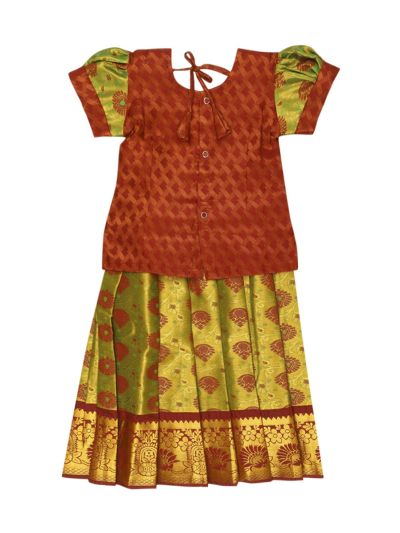 Charming Girls Readymade Art Silk Pattu Pavadai Set