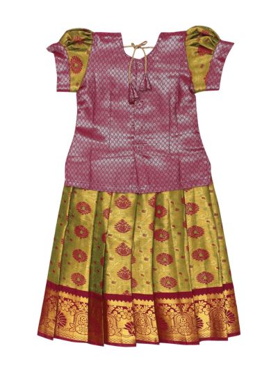 Charming Girls Readymade Art Silk Pattu Pavadai Set