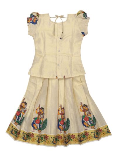 Charming Girls Readymade Stone Work Art Silk Pattu Pavadai Set