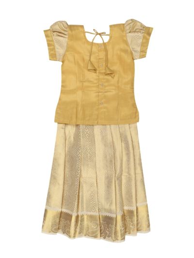 Charming Girls Readymade Stone Work Art Silk Pattu Pavadai Set