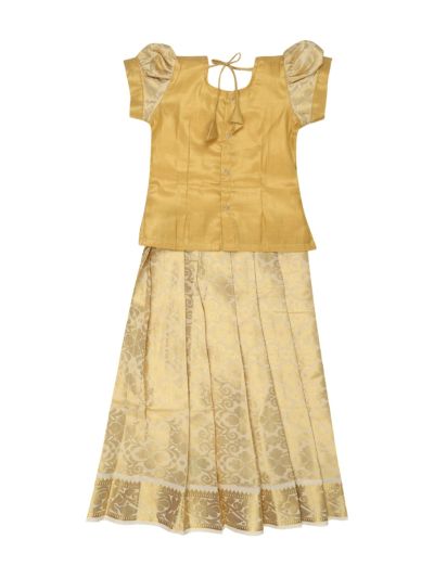 Charming Girls Readymade Stone Work Art Silk Pattu Pavadai Set
