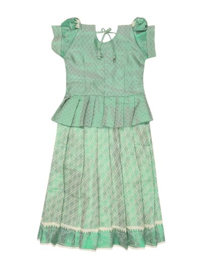 Charming Girls Readymade Stone Work Art Silk Pattu Pavadai Set