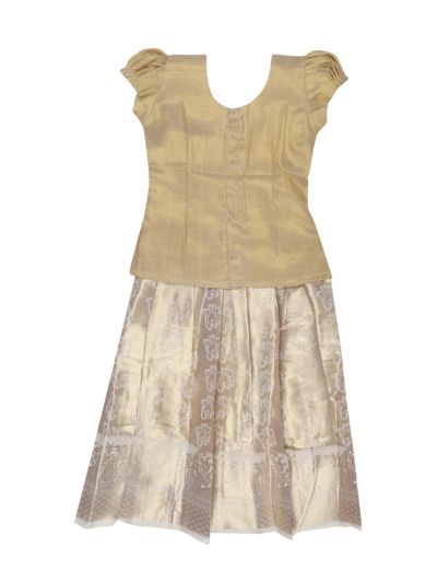 Charming Girls Readymade Stone Work Art Silk Pattu Pavadai Set