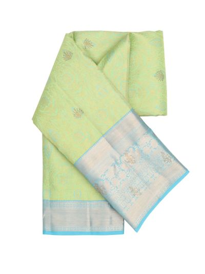 Vivaha Pure Silk Kanchipuram Wedding Floral Motifs with Stone Work Zari Border Saree