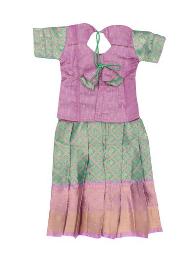 Charming Girls Readymade Art Silk Pattu Pavadai Set