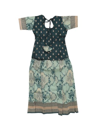 Charming Girls Readymade Banarasi Jacquard Pattu Pavadai Set
