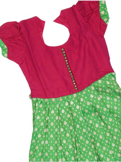 Charming Girls Banarasi Readymade Long Frock – Festive Elegance