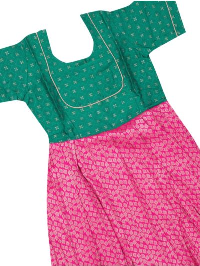 Charming Girls Banarasi Readymade Long Frock – Festive Elegance