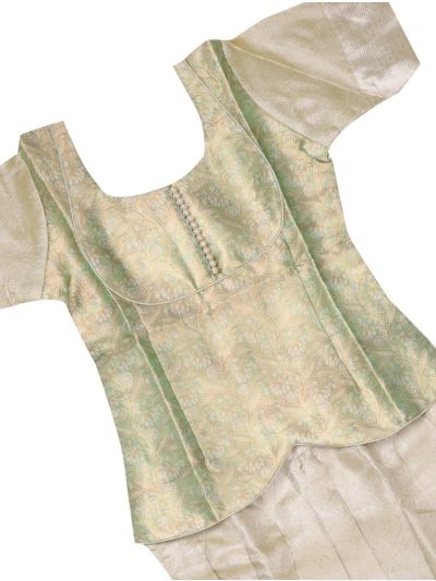 Charming Girls Readymade Tissue Jacquard Pattu Pavadai Set