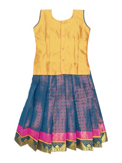 Charming Girls Readymade Stone Work Art Silk Pattu Pavadai Set