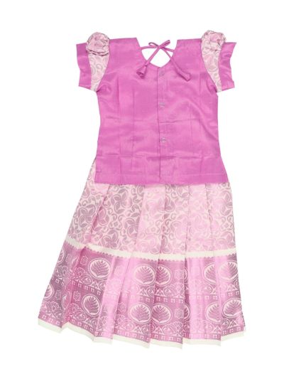 Charming Girls Readymade Stone Work Art Silk Pattu Pavadai Set