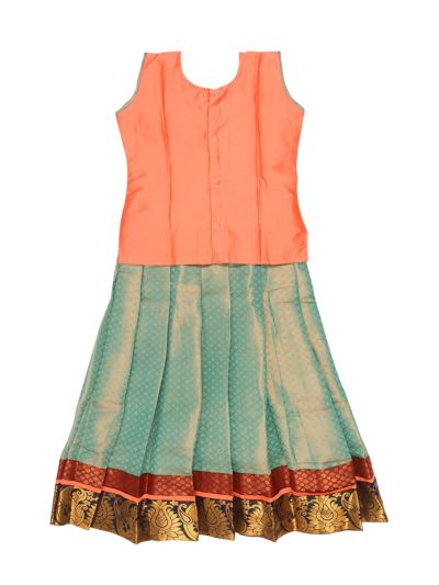 Charming Girls Readymade Stone Work Art Silk Pattu Pavadai Set