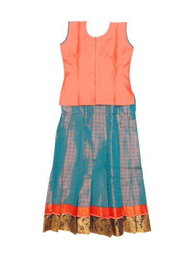 Charming Girls Readymade Stone Work Art Silk Pattu Pavadai Set