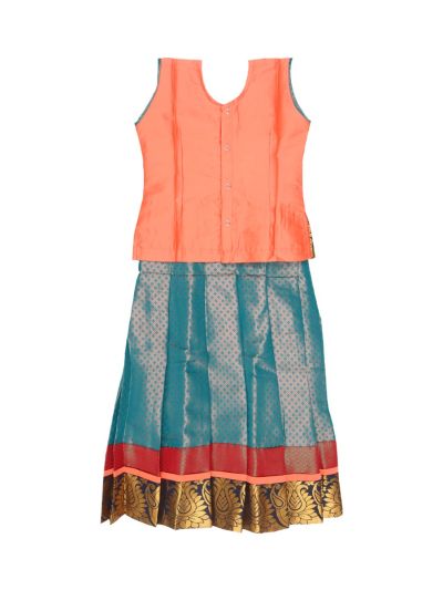 Charming Girls Readymade Stone Work Art Silk Pattu Pavadai Set