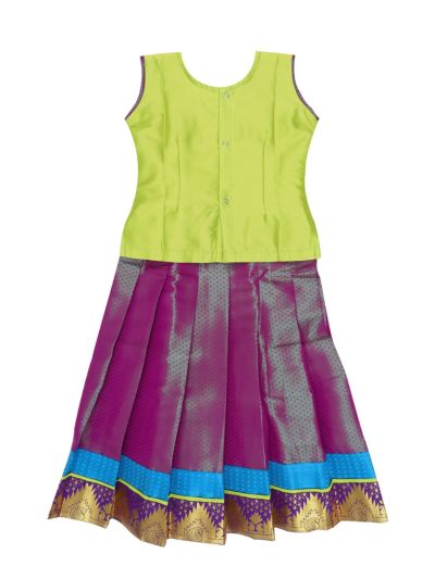 Charming Girls Readymade Stone Work Art Silk Pattu Pavadai Set