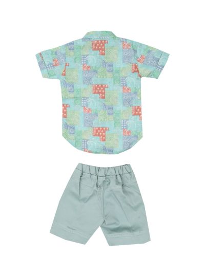 Graceful Essence Boys Trendy Cotton Printed Shirt and Shorts Set