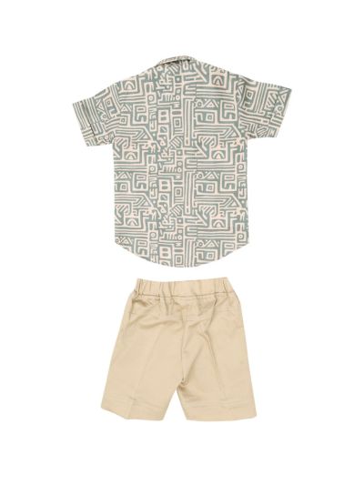 Graceful Essence Boys Trendy Cotton Printed Shirt and Shorts Set