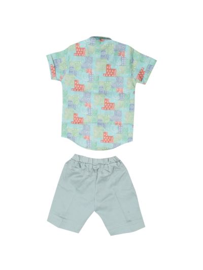 Graceful Essence Boys Trendy Cotton Printed Shirt and Shorts Set