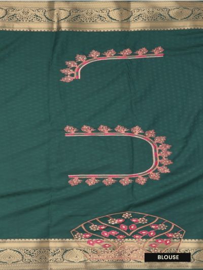 Gracecharm Elegant Gift Art Silk Floral Jaal Motif Contrast Border Saree