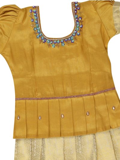 Charming Girls Readymade Stone Work Art Silk Pattu Pavadai Set
