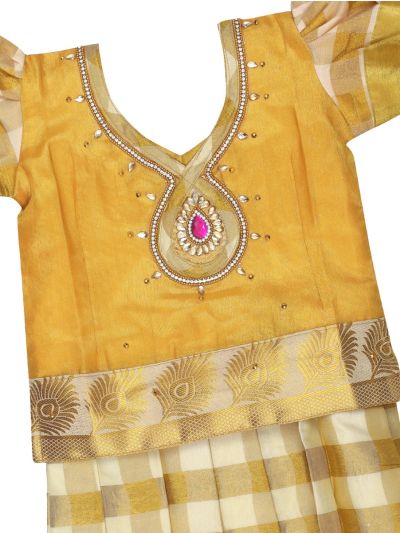 Charming Girls Readymade Stone Work Art Silk Pattu Pavadai Set