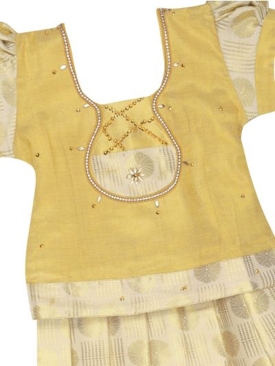 Charming Girls Readymade Stone Work Art Silk Pattu Pavadai Set