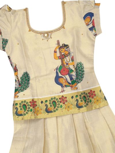 Charming Girls Readymade Stone Work Art Silk Pattu Pavadai Set