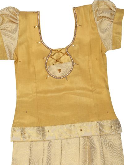 Charming Girls Readymade Stone Work Art Silk Pattu Pavadai Set