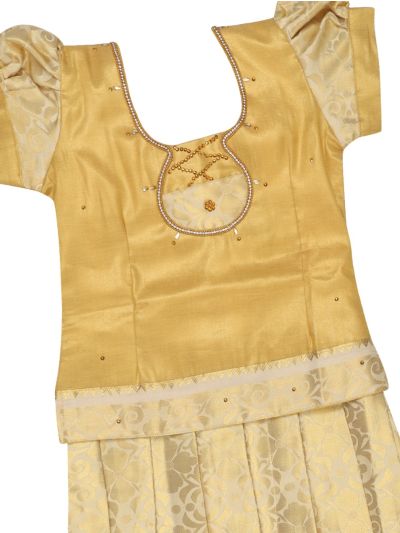 Charming Girls Readymade Stone Work Art Silk Pattu Pavadai Set