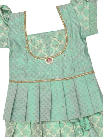 Charming Girls Readymade Stone Work Art Silk Pattu Pavadai Set