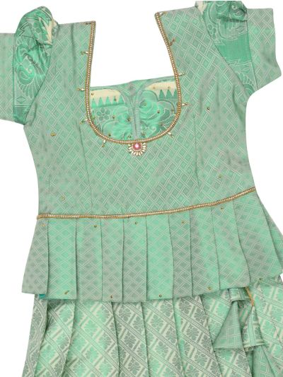 Charming Girls Readymade Stone Work Art Silk Pattu Pavadai Set