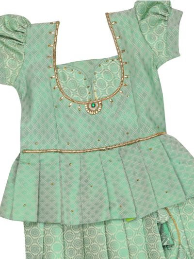 Charming Girls Readymade Stone Work Art Silk Pattu Pavadai Set