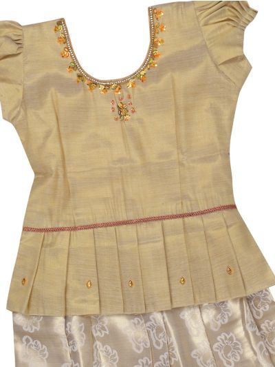 Charming Girls Readymade Stone Work Art Silk Pattu Pavadai Set