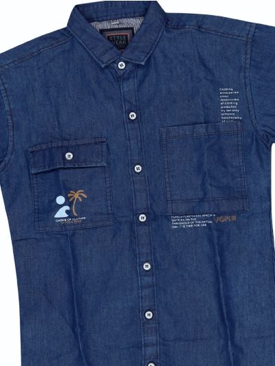 Gracecharm Boys Denim Casual Full Sleeve Shirt
