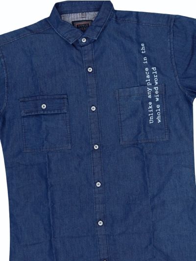 Gracecharm Boys Soft Denim Casual Full Sleeve Shirt