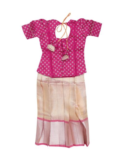 Charming Girls Readymade Banarasi Pattu Pavadai Set