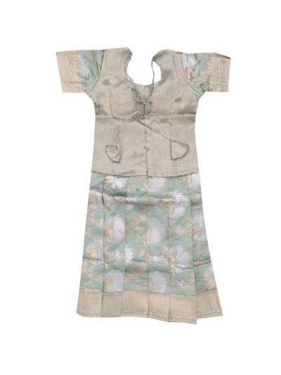 Charming Girls Readymade Banarasi Jacquard Pattu Pavadai Set