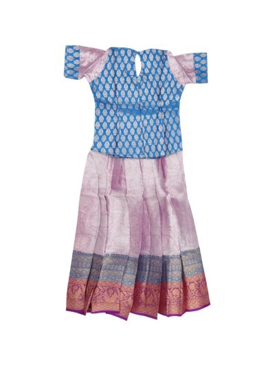 Charming Girls Readymade Banarasi Jacquard Pattu Pavadai Set