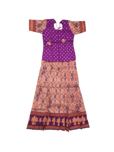 Charming Girls Readymade Banarasi Jacquard Pattu Pavadai Set