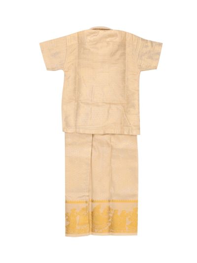 Gracecharm Boys Elegant Matching Jacquard Shirt and Dhoti Set