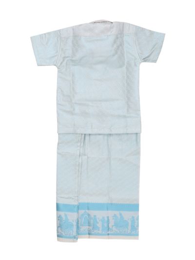 Gracecharm Boys Elegant Matching Jacquard Shirt and Dhoti Set