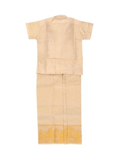 Gracecharm Boys Elegant Matching Tissue Jacquard Shirt and Dhoti Set