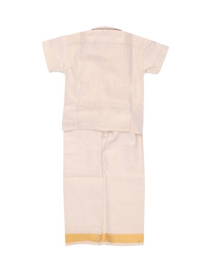 Gracecharm Boys Elegant Matching Jacquard Shirt and Dhoti Set