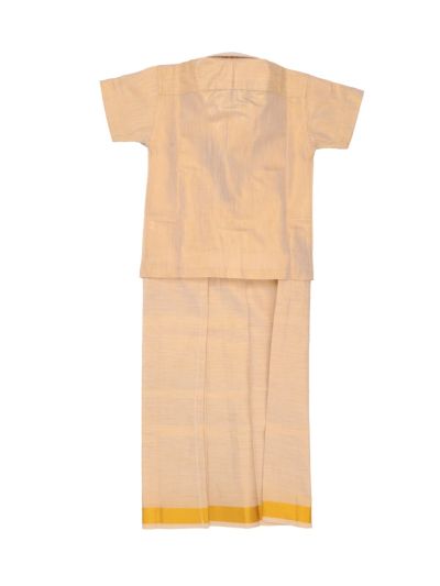 Gracecharm Boys Elegant Matching Tissue Shirt and Dhoti Set